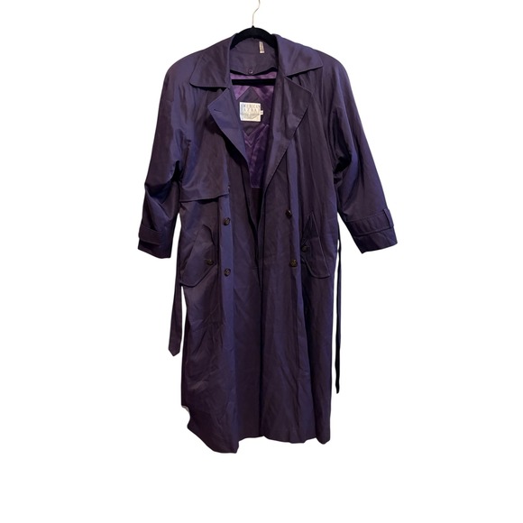American Bazaar International Jackets & Blazers - American Bazaar Vintage Purple Trench‎ Coat Removable Wool Liner Belted Womens L
